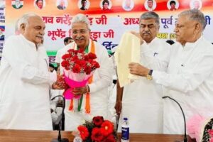 कांग्रेस के नवनियुक्त प्रदेश अध्यक्ष राव नरेंद्र की चंडीगढ़ में ताजपोशी, सैलजा के अलावा अन्य नेता रहे मौजूद